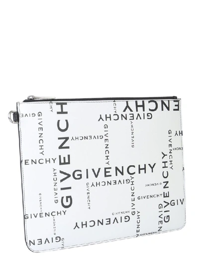 Shop Givenchy Zipped Logo Print Clutch In Multi