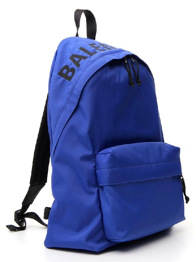 Shop Balenciaga Wheel Logo Backpack In Blue