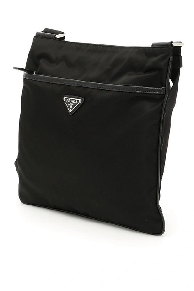 Shop Prada Logo Messenger Bag In Black