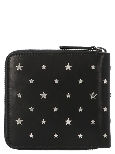 Shop Jimmy Choo Scott Star Studded Zipped Wallet In Black