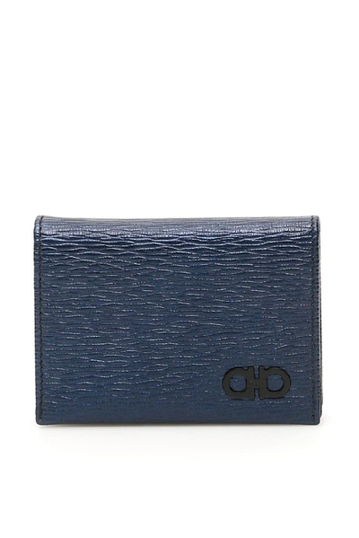 Shop Ferragamo Salvatore  Gancini Cardholder In Navy