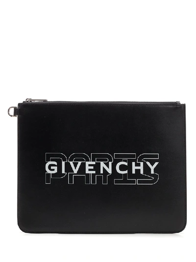 Shop Givenchy Large Logo Print Pouch In Black