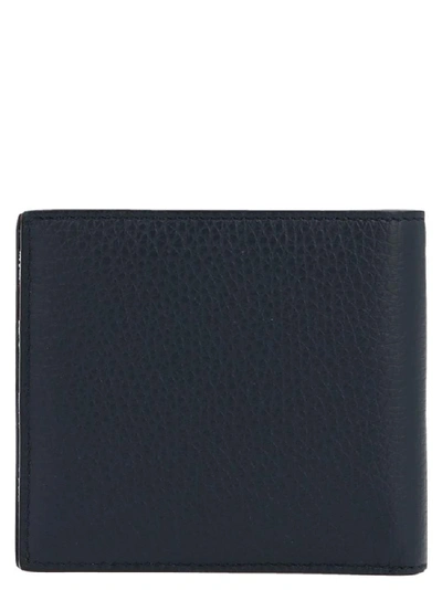 Shop Thom Browne Logo Bifold Wallet In Blue