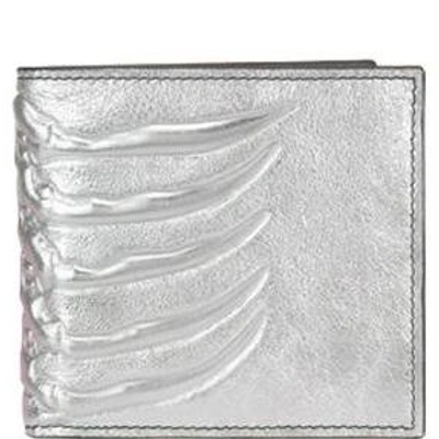 Shop Alexander Mcqueen Textured Folded Wallet In Silver