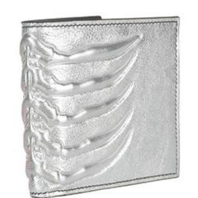 Shop Alexander Mcqueen Textured Folded Wallet In Silver