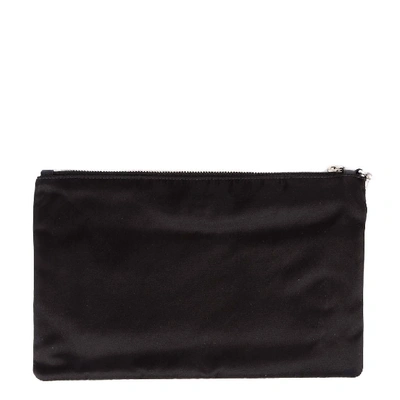 Shop Prada Vela Logo Clutch Bag In Black