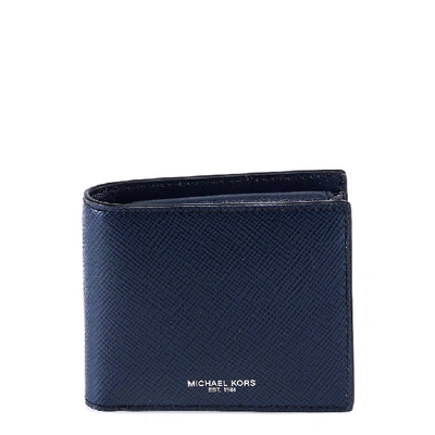 Shop Michael Kors Collection Harrison Billfold Wallet In Blue