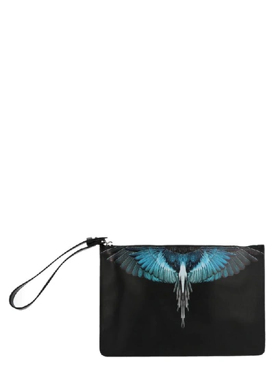 Shop Marcelo Burlon County Of Milan Wings Printed Clutch Bag In Black