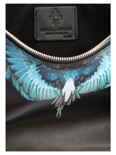 Shop Marcelo Burlon County Of Milan Wings Printed Clutch Bag In Black