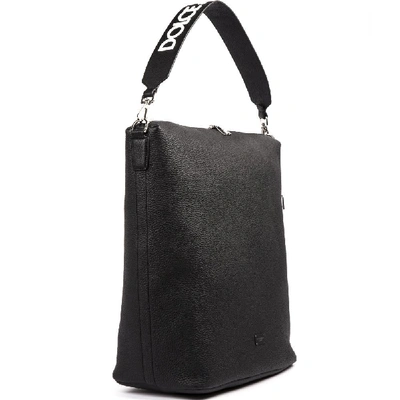 Shop Dolce & Gabbana Logo Strap Tote Bag In Black