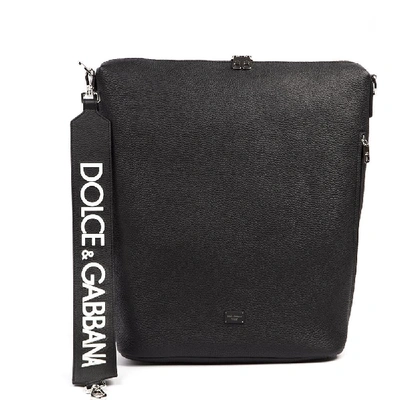 Shop Dolce & Gabbana Logo Strap Tote Bag In Black