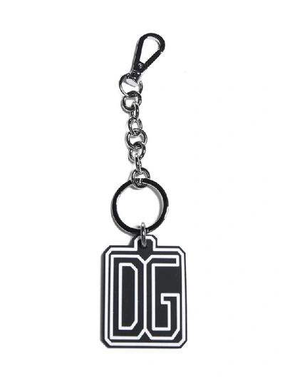 Shop Dolce & Gabbana Logo Keyring In Black