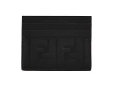 Shop Fendi Embossed Logo Cardholder In Black