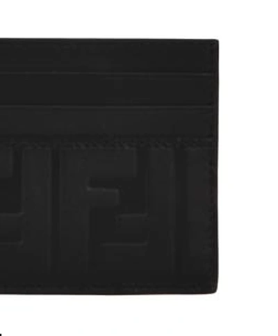 Shop Fendi Embossed Logo Cardholder In Black