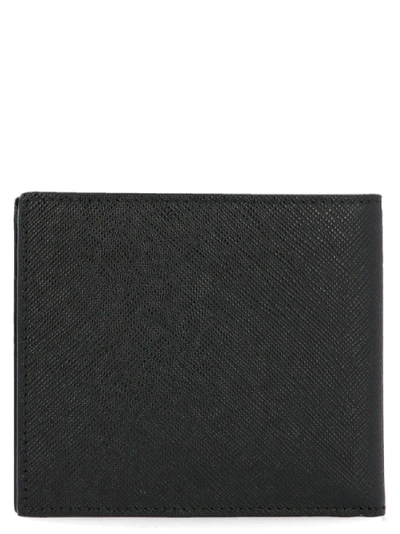 Shop Prada Saffiano Logo Embossed Bifold Wallet In Black