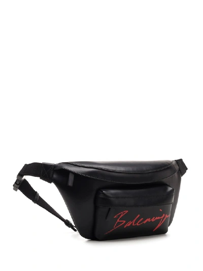 Shop Balenciaga Logo Belt Bag In Black