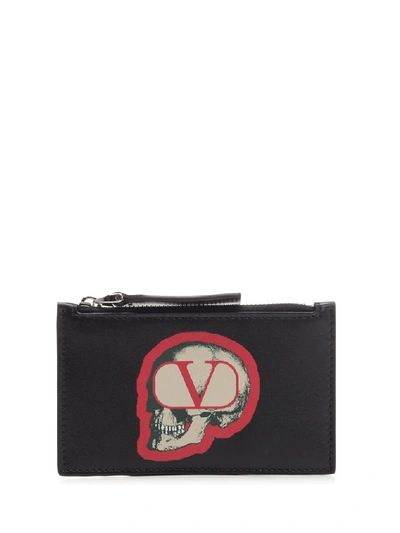 Shop Valentino X Undercover Skull Motif Cardholder In Black