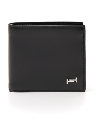 Shop Tod's Monogram Plaque Bifold Wallet In Black