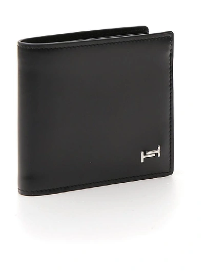 Shop Tod's Monogram Plaque Bifold Wallet In Black