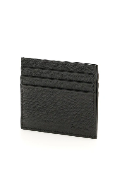 Shop Prada Saffiano Cardholder In Black