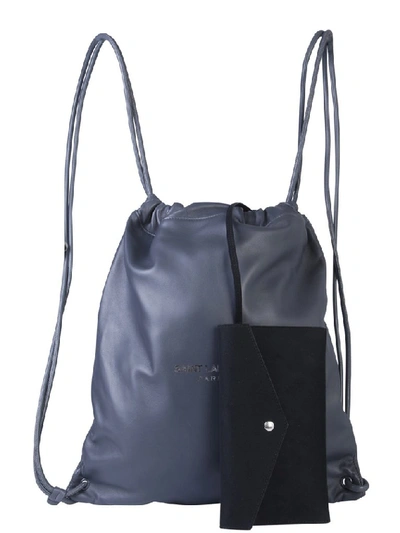 Shop Saint Laurent Logo Drawstring Backpack In Grey