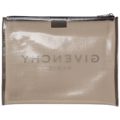 Shop Givenchy Logo Zipped Pouch In Grey