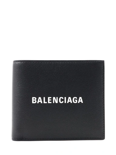Shop Balenciaga Logo Bifold Wallet In Black