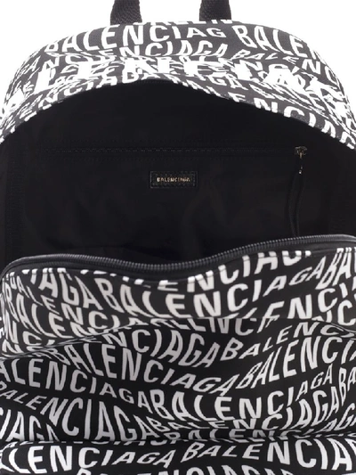 Shop Balenciaga Wave Logo Zipped Backpack In Black