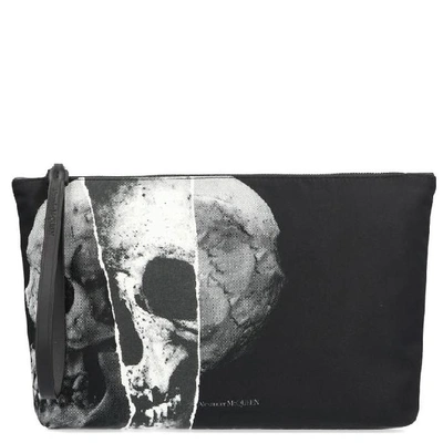 Shop Alexander Mcqueen Skull Print Clutch Bag In Black