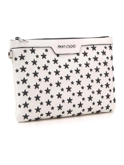 Shop Jimmy Choo Star Studded Clutch Bag In White