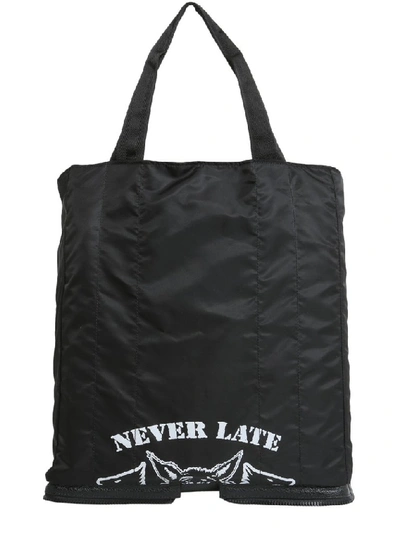 Shop Maison Margiela Never Late Print Shopping Bag In Black