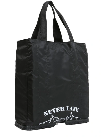 Shop Maison Margiela Never Late Print Shopping Bag In Black