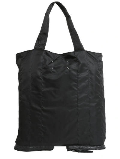 Shop Maison Margiela Never Late Print Shopping Bag In Black