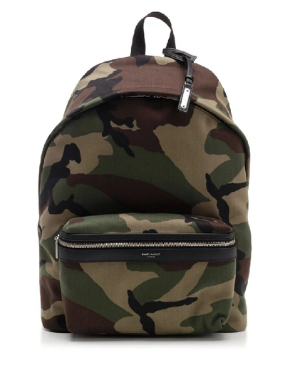 Shop Saint Laurent Camouflage Effect Gabardine City Backpack In Multi