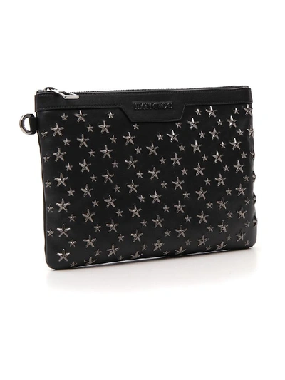 Shop Jimmy Choo Star Studded Clutch Bag In Black