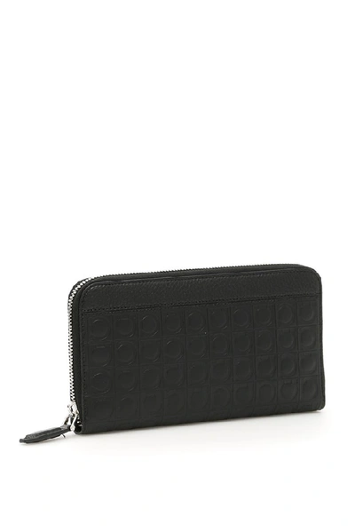 Shop Ferragamo Salvatore  Firenze Continental Zip Wallet In Black