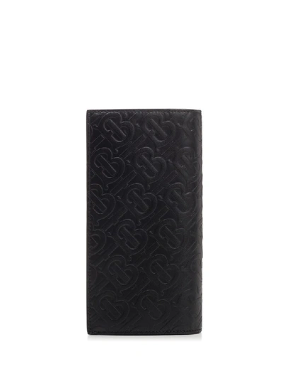 Shop Burberry Monogram Embossed Bifold Long Wallet In Black