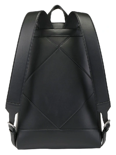 Shop Bottega Veneta Logo Embossed Woven Zipped Backpack In Black