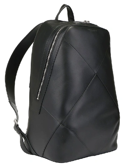 Shop Bottega Veneta Logo Embossed Woven Zipped Backpack In Black