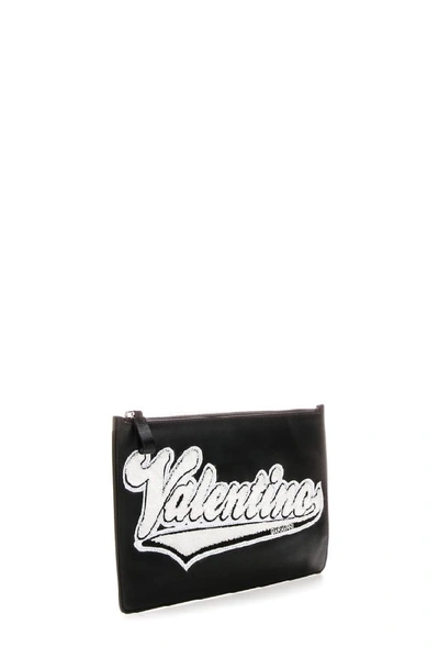 Shop Valentino Garavani Branded Zip Pouch In Black