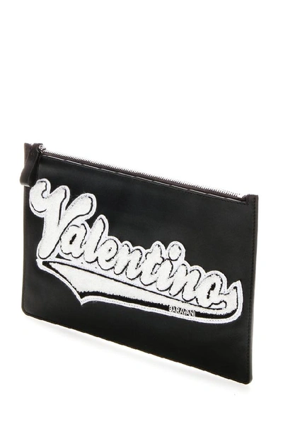 Shop Valentino Garavani Branded Zip Pouch In Black