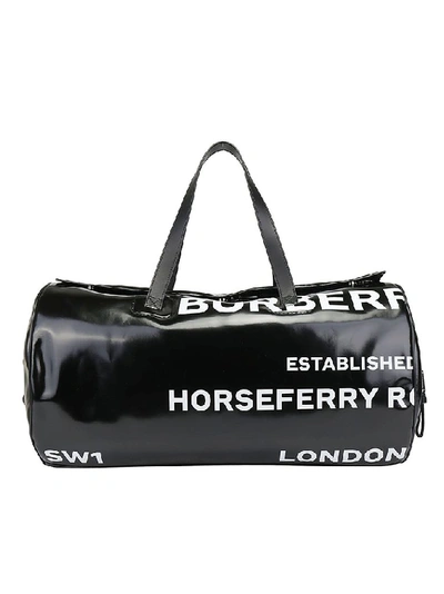 Shop Burberry Horseferry Logo Printed Double Handle Bag In Black