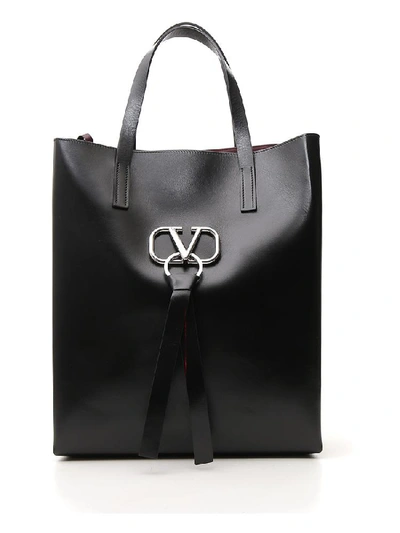 Shop Valentino Garavani V Ring Tote Bag In Black