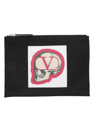 Shop Valentino X Undercover Skull Print Pouch In Black