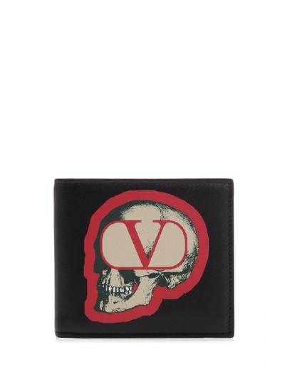 Shop Valentino X Undercover Skull Logo Wallet In Black