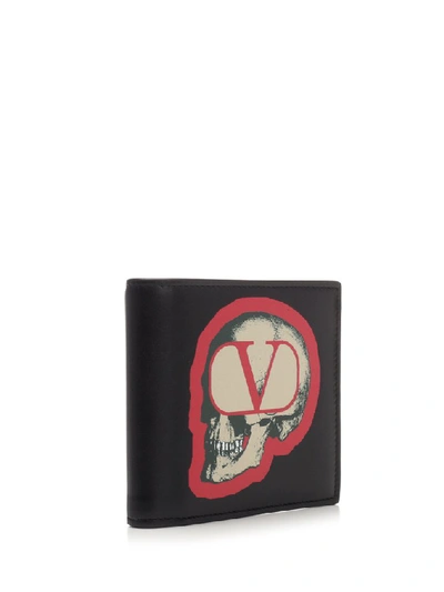 Shop Valentino X Undercover Skull Logo Wallet In Black