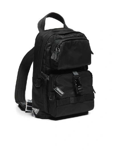 Shop Prada Logo One Shoulder Backpack In Black