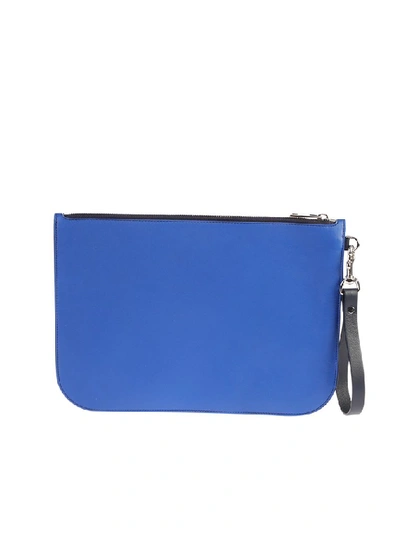 Shop Alexander Mcqueen Logo Clutch Bag In Blue