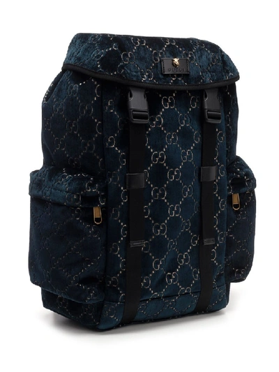Shop Gucci Gg Medium Velvet Backpack In Blue