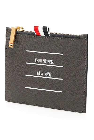 Shop Thom Browne Paper Label Print Cardholder In Grey